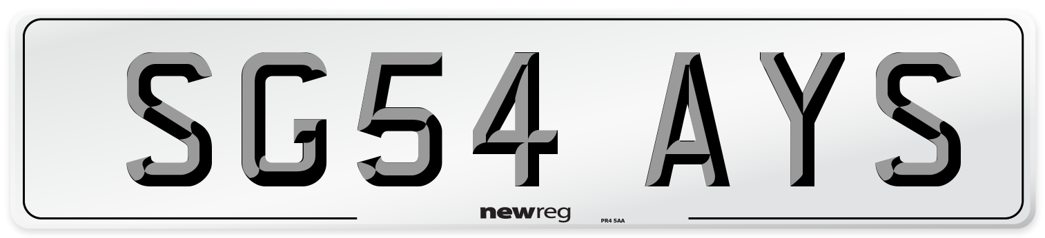 SG54 AYS Number Plate from New Reg